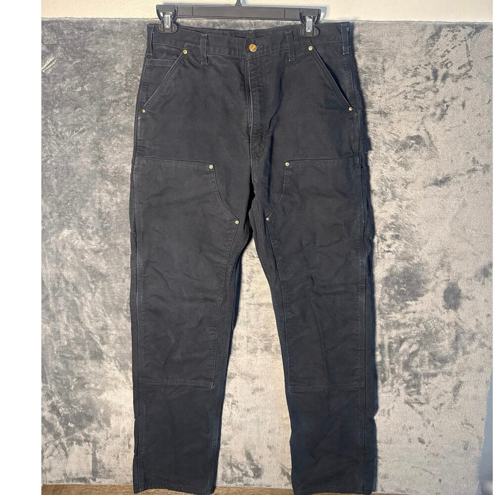 Carhartt 100071 Flannel Lined Black Double Knee Work Pants 36x34 2012 Y2K